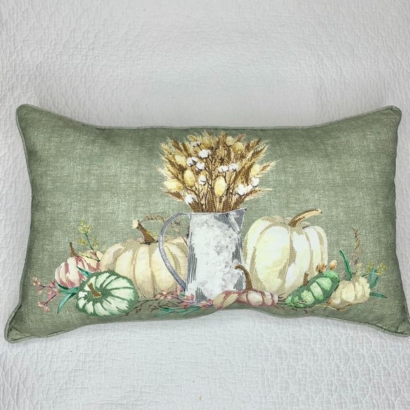 The Farmhouse by Rachel Ashwell Feather Bolster Pillow Autumn Pumpkins Falls - Picture 3 of 15